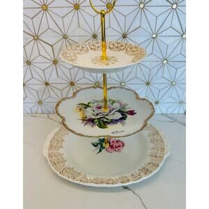 Three-Tier Dessert Stand | Vintage China | Wedding or Bridal Shower Décor‎